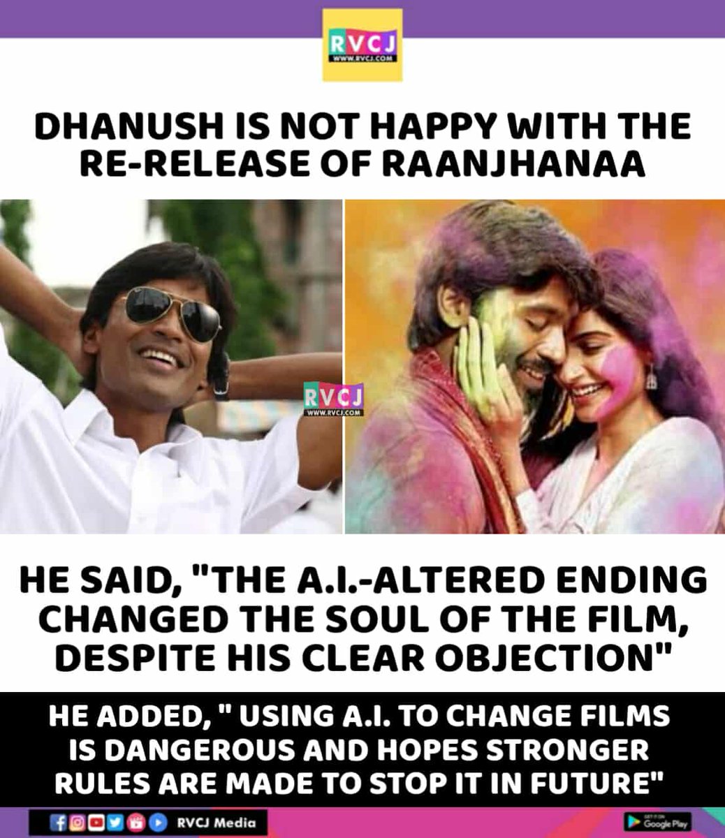 Dhanush posts On Re-Release Raanjhanaa