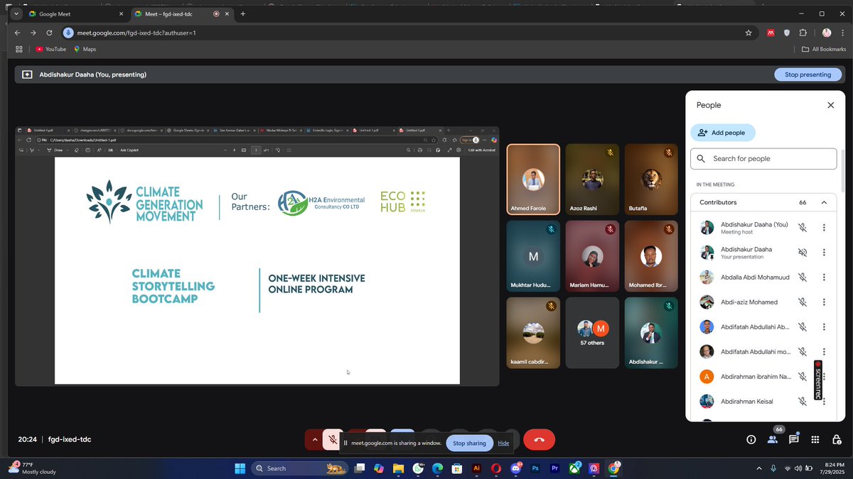 ClimateGenMove's tweet image. We’ve successfully concluded transformative Climate Storytelling Bootcamp, empowering 100 Somali youth with cutting-edge tools to reshape climate narratives, this intensive training equipped young climate leaders to become storytellers amplifying climate literacy across Somalia.