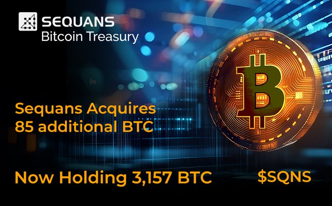 Sequans Bitcoin Treasury announcement with 85 BTC acquired, now holding 3,157 BTC