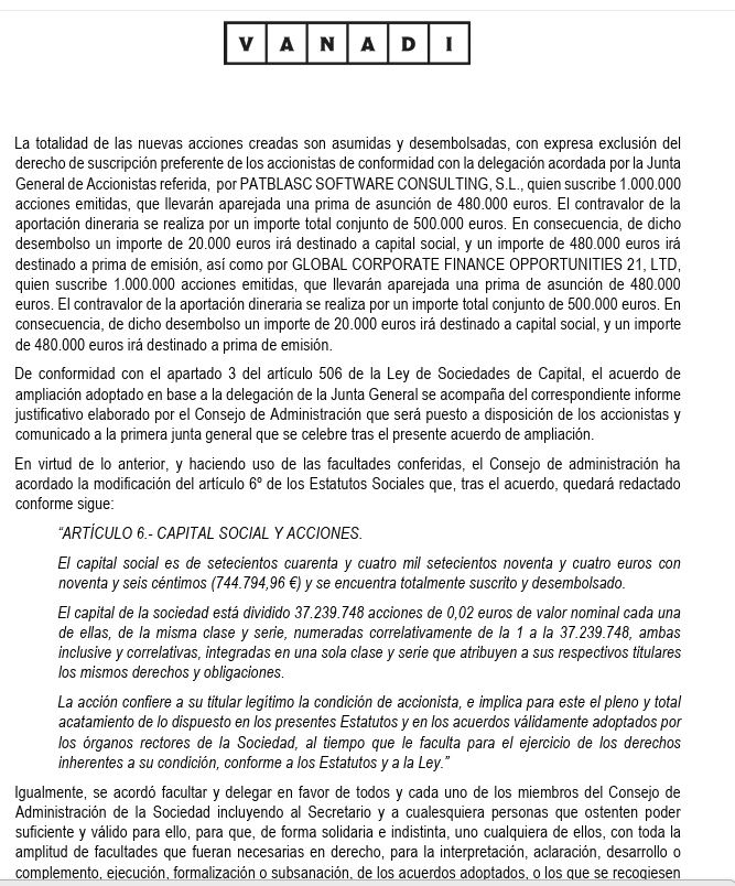 The top two shareholders are increasing their position in the company by each purchasing 1 million shares at a price of €0.02 + €0.48 (premium): a total of €0.50/share. €500,000 each.
Current spot price: €0.436/share