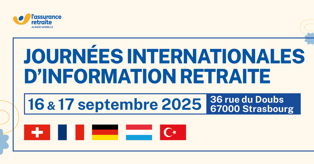 👋Vous avez travaillé en France et en Allemagne, en Suisse ou au Luxembourg ? Bonne nouvelle ! La <a href="/Carsat_AM/">Carsat Alsace-Moselle</a> organise les 16 et 17 septembre à Strasbourg des RDV avec des conseillers de ces pays et l'<a href="/AgircArrco/">Agirc-Arrco</a> 📢Inscrivez-vous dès maintenant 👉smartagenda.fr/pro/carsat-am/…