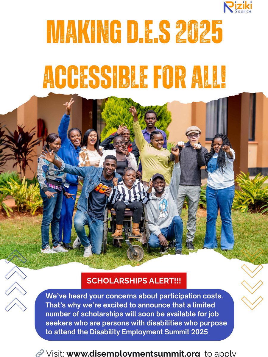We’ve heard your concerns about the KES 25,000 participation fee, especially for job seekers with disabilities. 

📢 Stay tuned for details on how to apply and be eligible for a sponsored slot.

🔗 Read more here: rizikisource.org/making-the-des…

#disabilityemploymentsummit2025