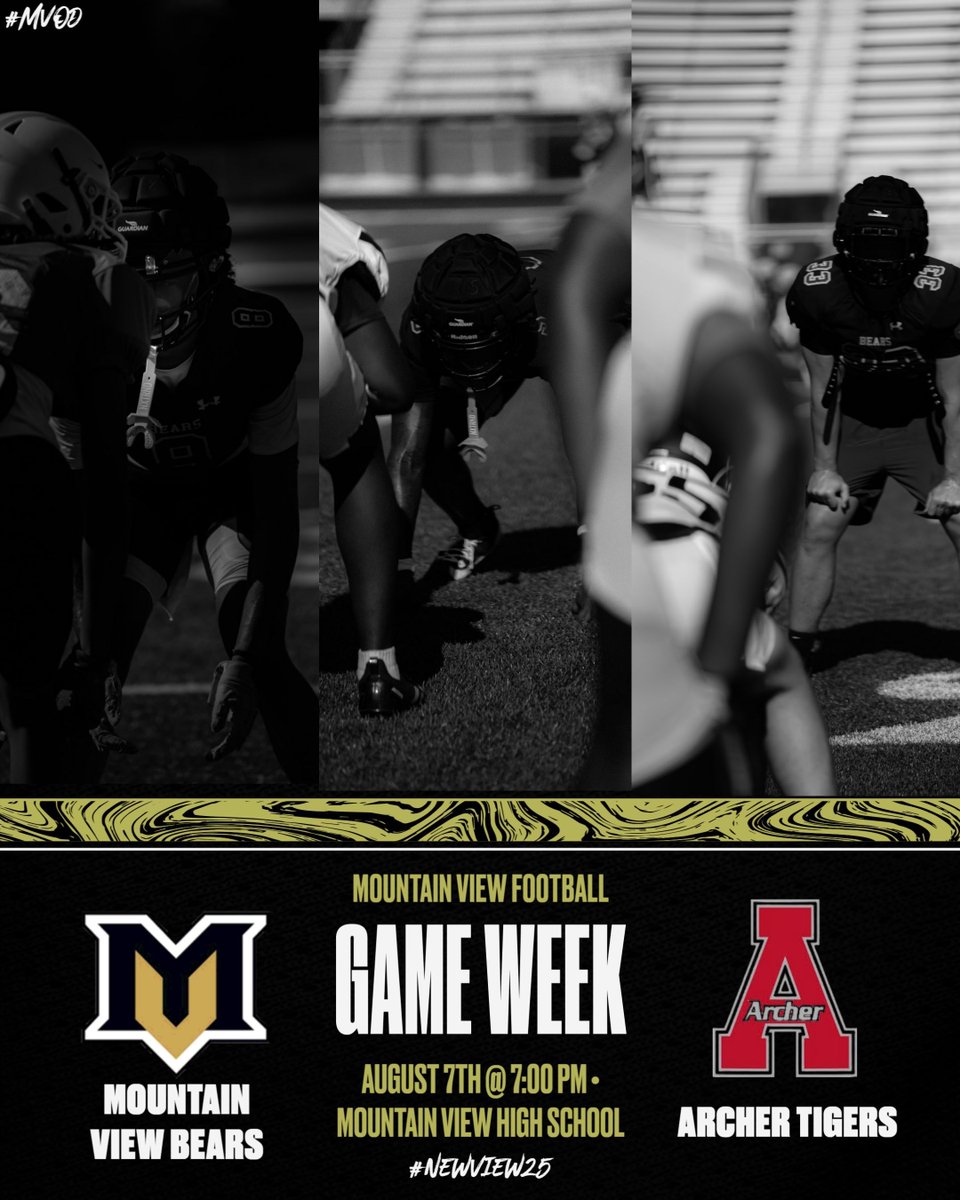 Mountain View Football is BACK‼️ 

It's GAME WEEK in Bear Country
Thursday Night at 7pm...
It's time to show up and show out

#NewView25
#GoBears 🐻