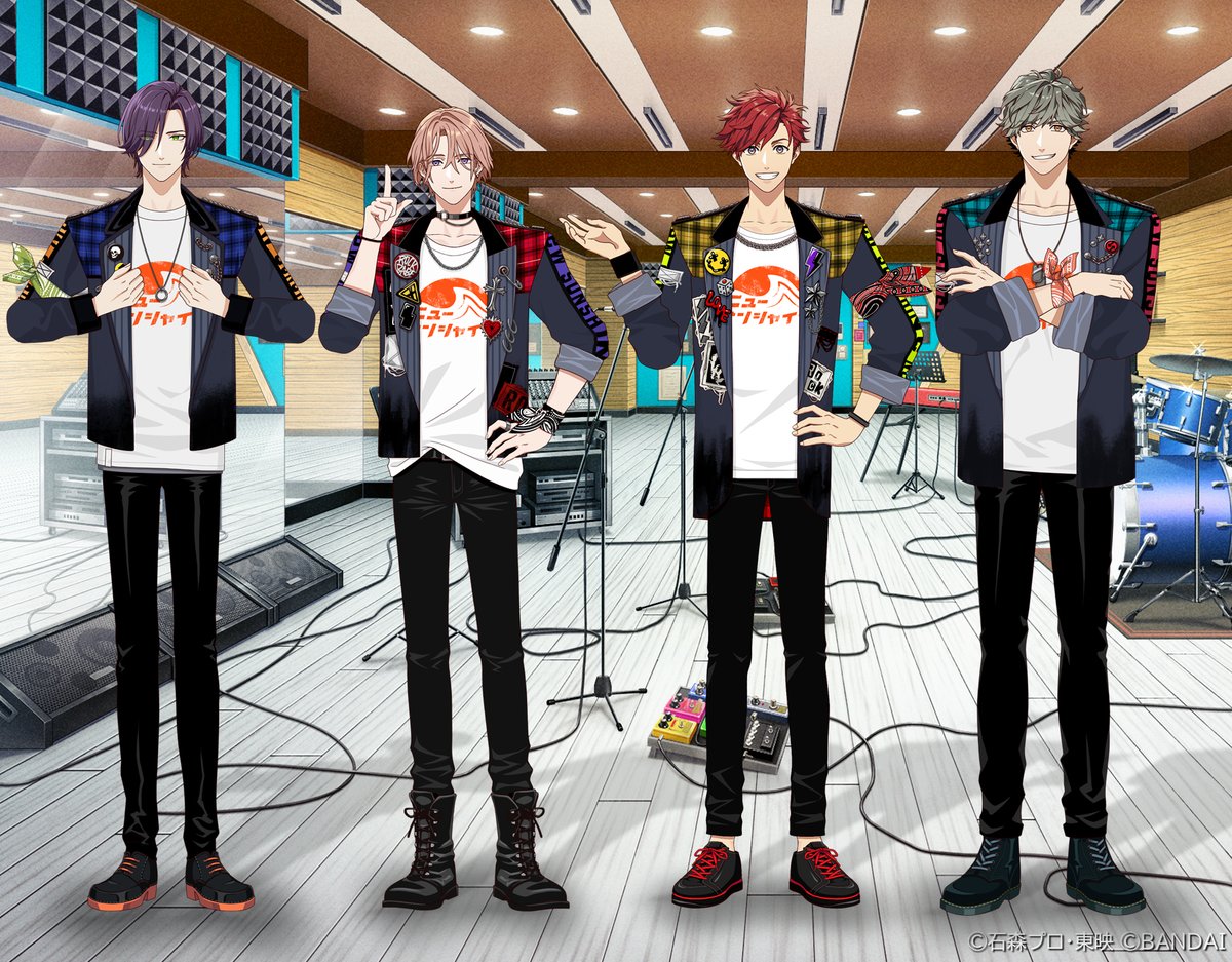 ◤イベント衣装紹介◢
現在開催中のイベント「ディストーション・ブレイクアウト」に登場する4人の衣装をご紹介🎸🎤

お揃いのバンドTシャツ＆衣装を要チェック✅

▼イベント期間
～8/15(金)15:59

#カメンズ