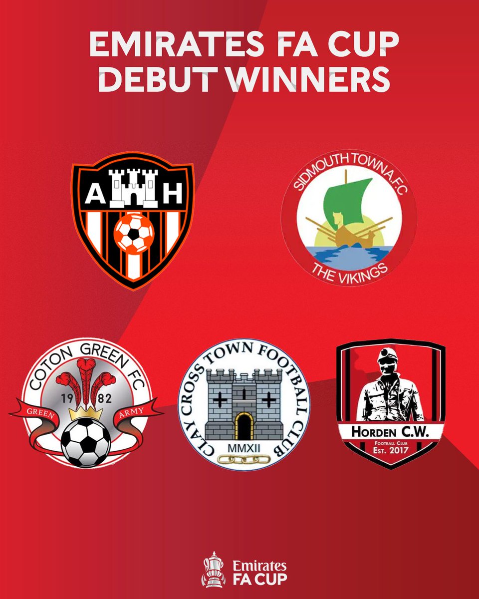 Congratulations to the five teams who triumphed in their #EmiratesFACup debut! 👏🏆