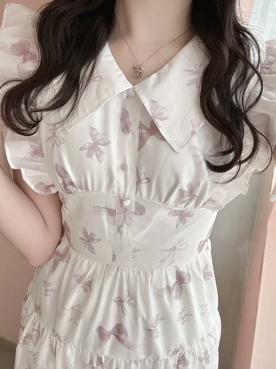 evelyn ビッグリボンティアードop 原宿限定 evelyn 原宿店限定 ビッグリボンティアードOP 千鳥 - メルカリ