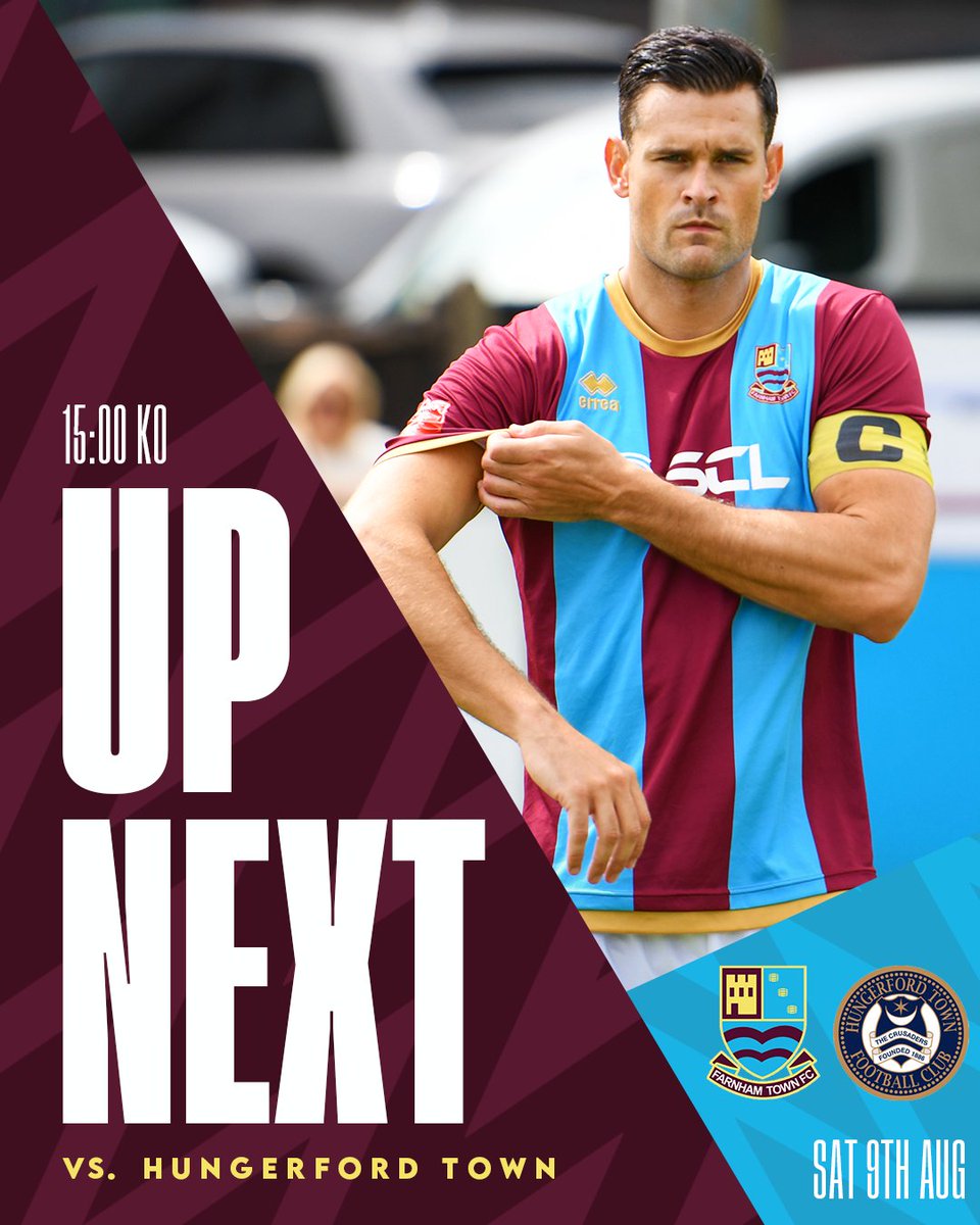⏭️ 𝗨𝗣 𝗡𝗘𝗫𝗧

Our 25/26 campaign gets underway at home this weekend! ⬇️

🗓️ Sat. August 9th
🆚 <a href="/HungerfordTown/">Hungerford Town FC</a> 
⏰ 3PM KO
🏟️ The Memorial Ground
📍 Mead Lane, GU9 7DY
🎟️ Adults £10, Conc. £6
🆓 Free entry for U16s
💳 Cash / Card accepted on the Gate
🍺 Bar open from 1PM