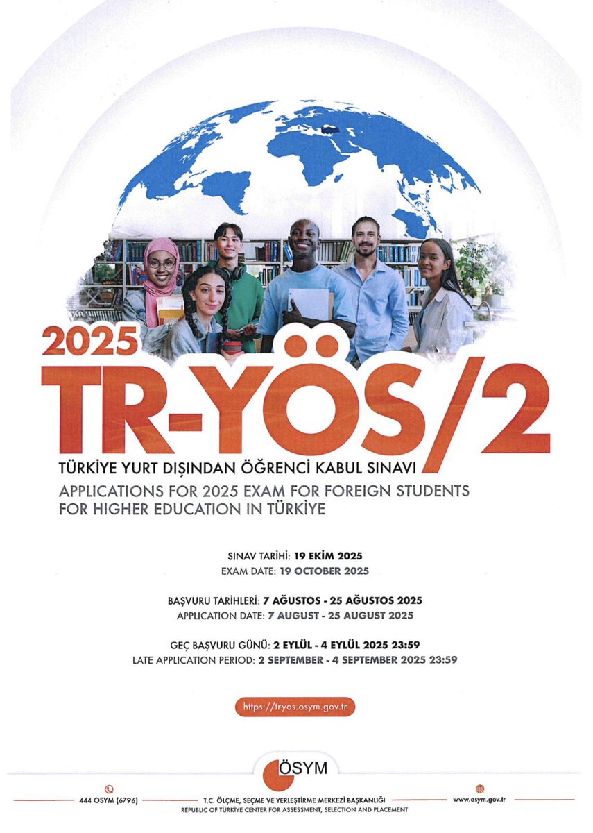 ¡Las solicitudes para el "Examen 2025 para estudiantes extranjeros para educación superior en Türkiye" comienzan el 7 de agosto!