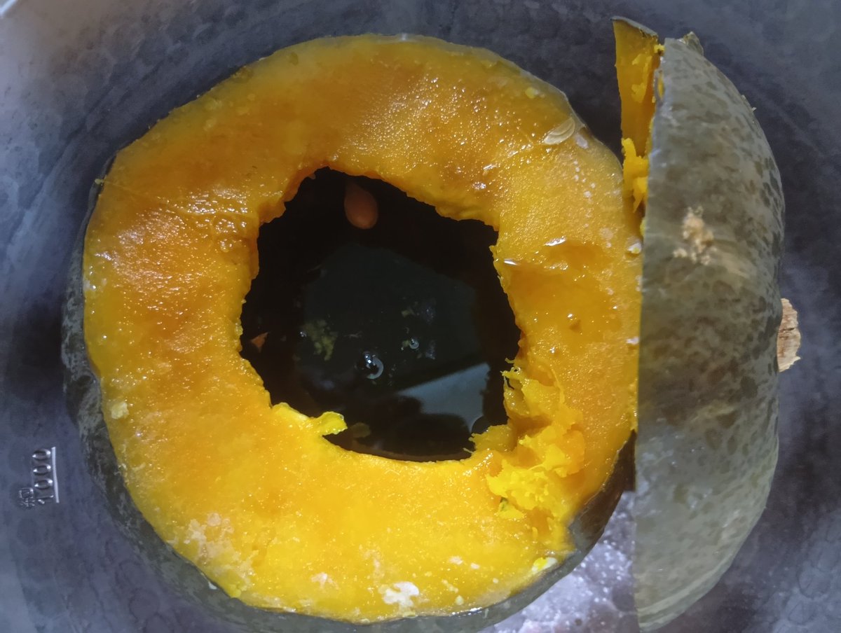 かぼちゃくり抜いて砂糖醤油みりん入れてそのまま水で煮込むだけ。
ズボラ飯かぼちゃのまるごと煮(笑)