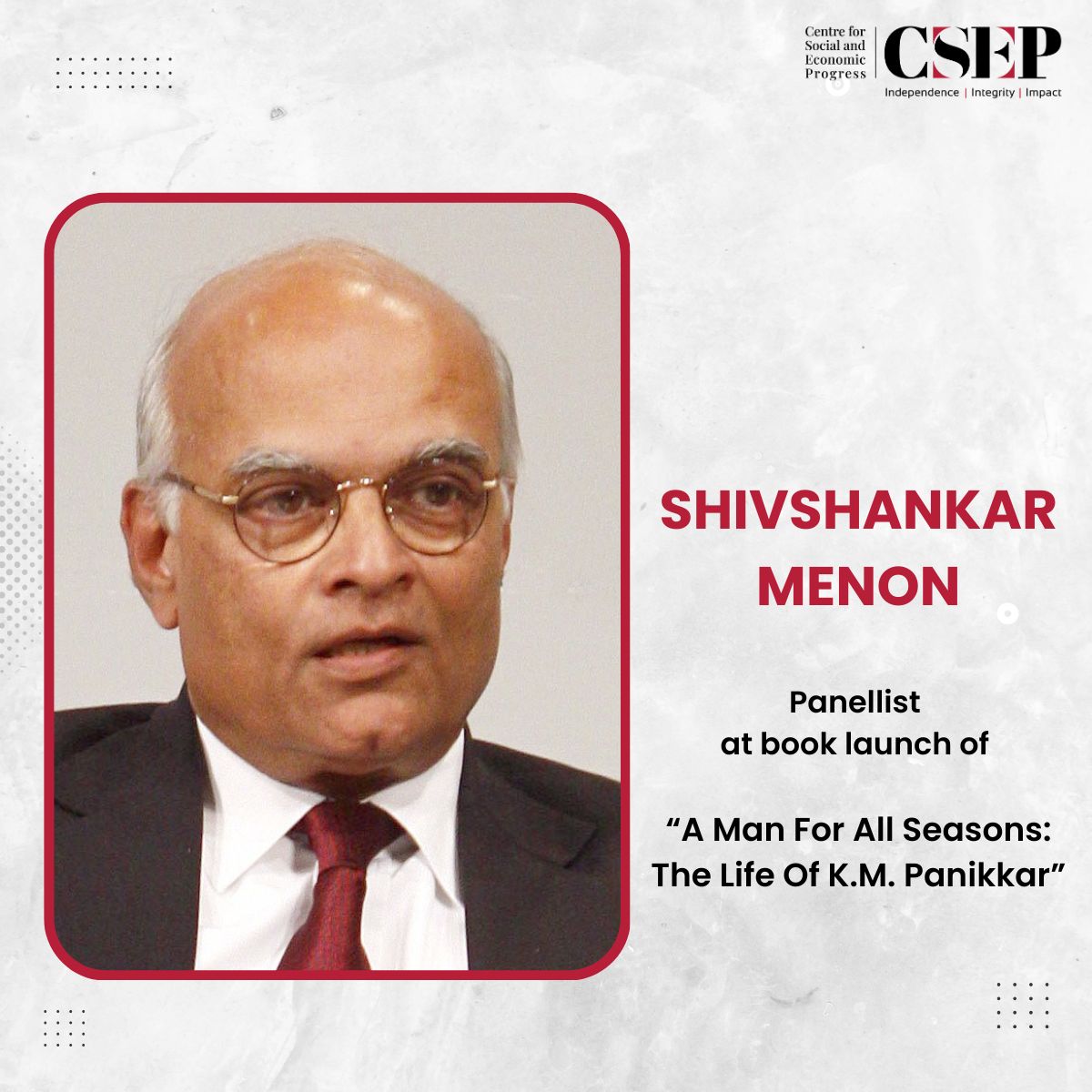 Centre for Social and Economic Progress (@csep_org) on Twitter photo How did K.M. Panikkar shape India’s view of China? <a href="/ShivshankaMenon/">Shivshankar Menon</a>, Distinguished Fellow at <a href="/CSEP_Org/">Centre for Social and Economic Progress</a>, was a panellist at the launch of <a href="/narayani_basu/">Narayani Basu</a>'s new K.M. Panikkar biography. Fascinating insights on Panikkar’s pivotal role in India’s diplomacy & history and its influence How did K.M. Panikkar shape India’s view of China? <a href="/ShivshankaMenon/">Shivshankar Menon</a>, Distinguished Fellow at <a href="/CSEP_Org/">Centre for Social and Economic Progress</a>, was a panellist at the launch of <a href="/narayani_basu/">Narayani Basu</a>'s new K.M. Panikkar biography. Fascinating insights on Panikkar’s pivotal role in India’s diplomacy & history and its influence