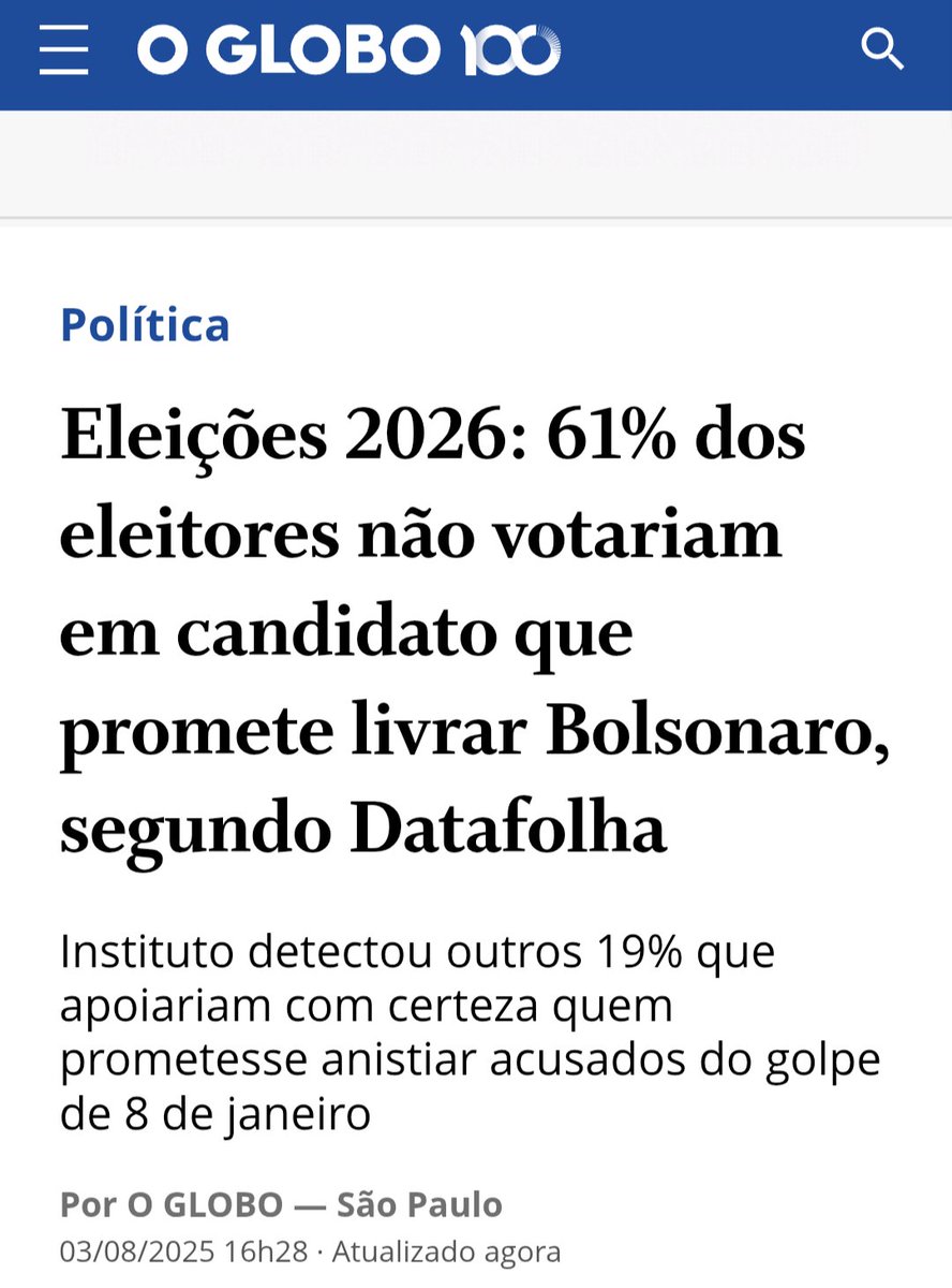 Datafolha mostra que o povo brasileiro quer que o Inelegível pague na cadeia pela tentativa tentativa de golpe de estado.