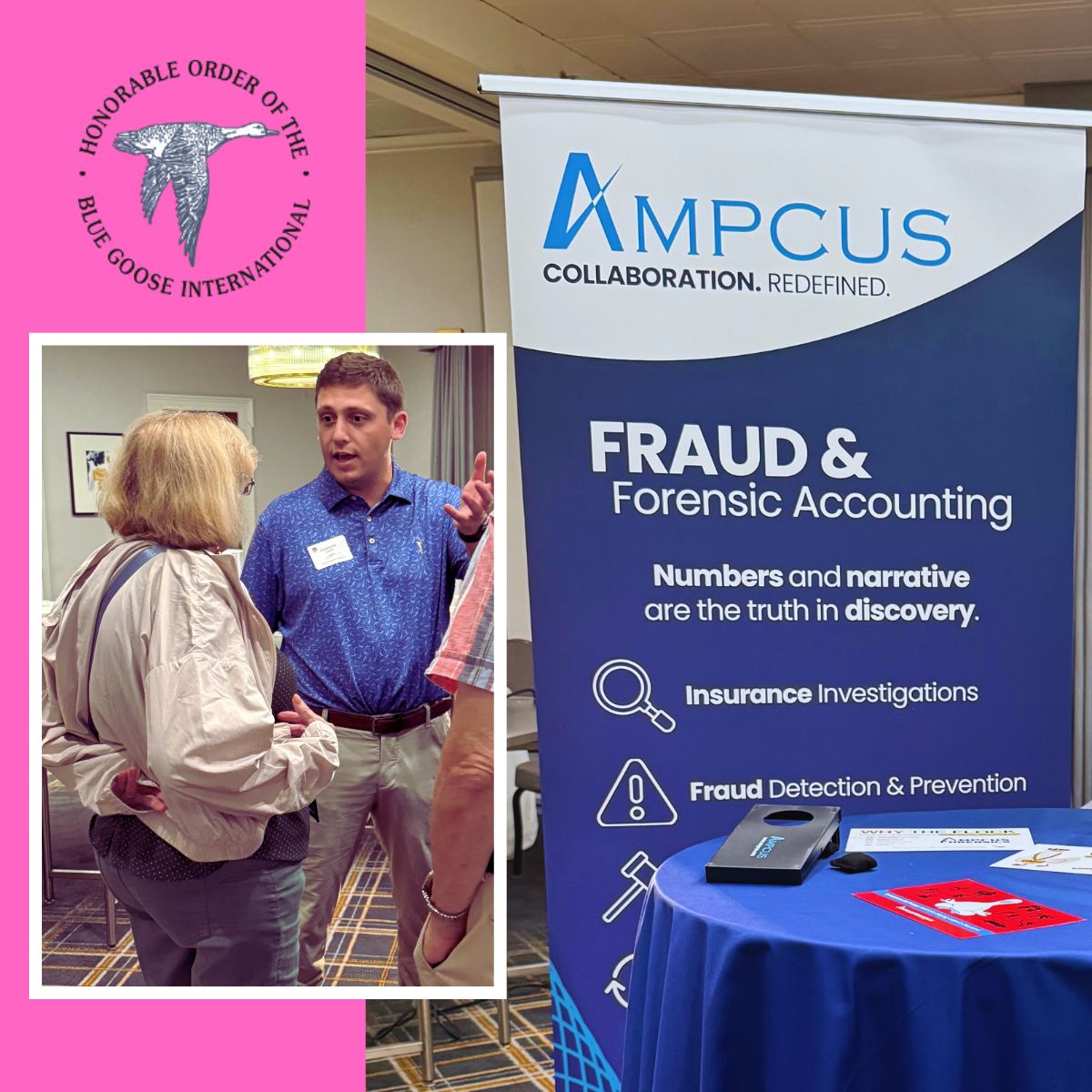 AmpcusForensics's tweet image. 🫵 Thank you Honorable Order of the Blue Goose International for an amazing week in #Boston! Congrats to Danielle Gardiner, CPA, CFF and Christopher T. Cerrina, CFE - here&apos;s to a bright future with the flock. 🪿 🪿 🪿 

#Insurance #Professionals #Philanthropy #ForensicAccounting