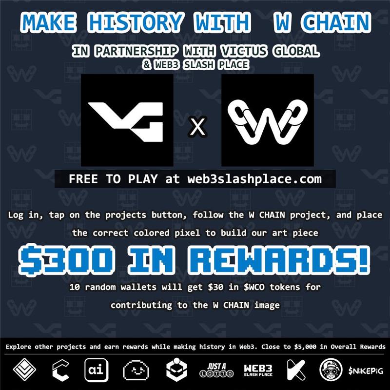 WChainNetwork's tweet photo. PLACE A PIXEL AND WIN $300 IN $WCO! 🟦🟩
Massive milestone for @Web3SlashPlace
Sign in with your wallet address (no connection needed!), select "Projects" and follow W Chain!
Let's complete our image on the canvas: https://t.co/68Cem4HbvP https://t.co/oJTokNH3EC
