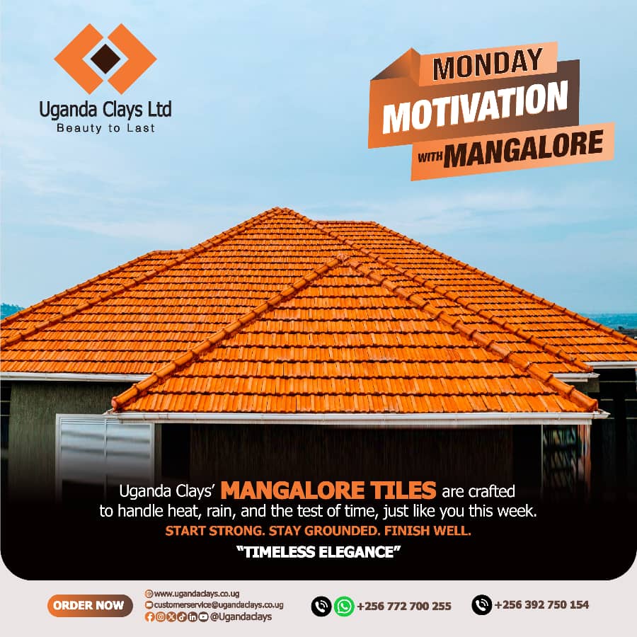 Build with Confidence! Start your week with strength and style—just like our Mangalore tiles. Designed for durability, beauty, and long-term value. #BuiltToLast #MondayMotivation #BestTilesForEastAfricanClimate #SustainableBuildingMaterialsUganda