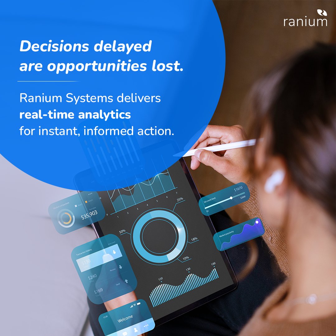 Stay ahead with Ranium Systems- delivering real-time analytics that power instant, informed decisions.

From dashboards to alerts, we turn your data into decisive action. ⚡️📊
