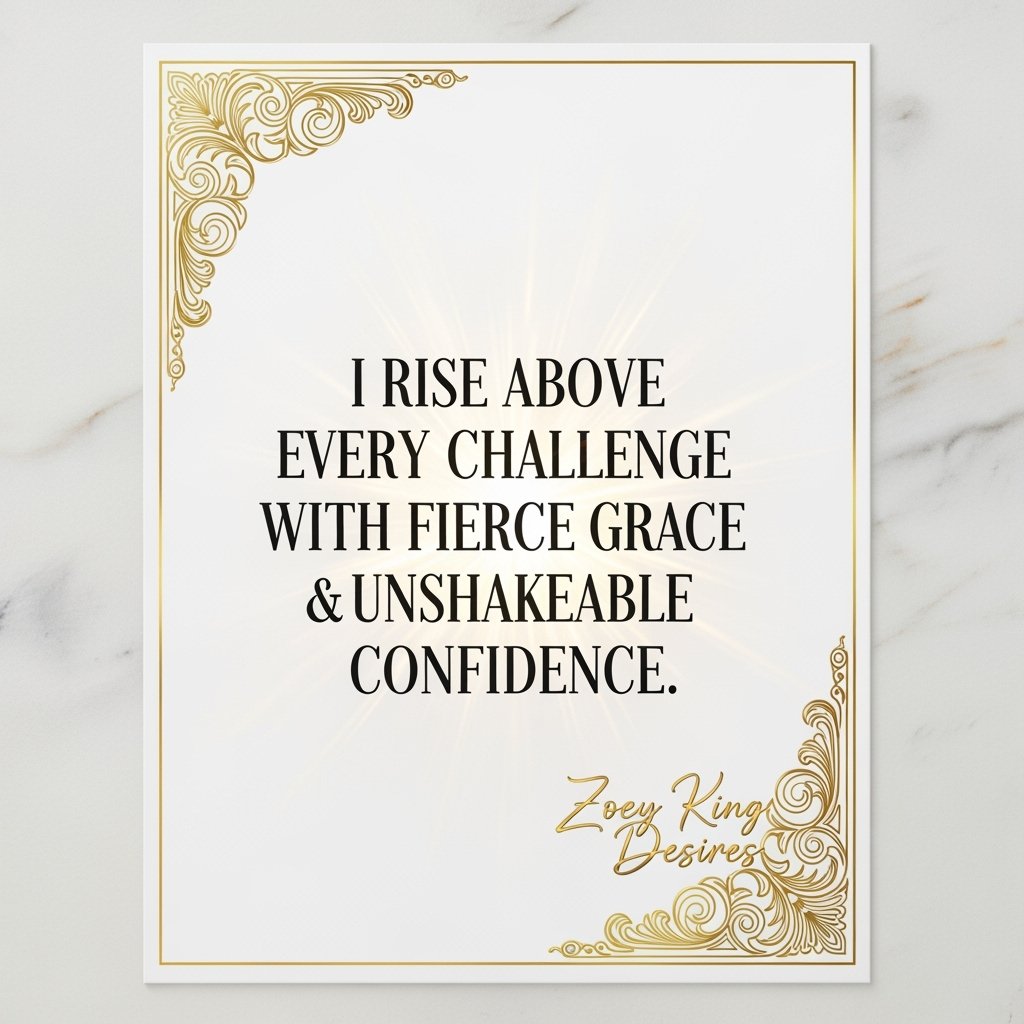 A #ZKDAFFIRMATION 

"Say it with me: 
I rise above every challenge with FIERCE GRACE! 👑 

💯👠🌟Your confidence is your superpower, babe!"

#ZKDQUOTE  "I don't just survive - I thrive with attitude!"