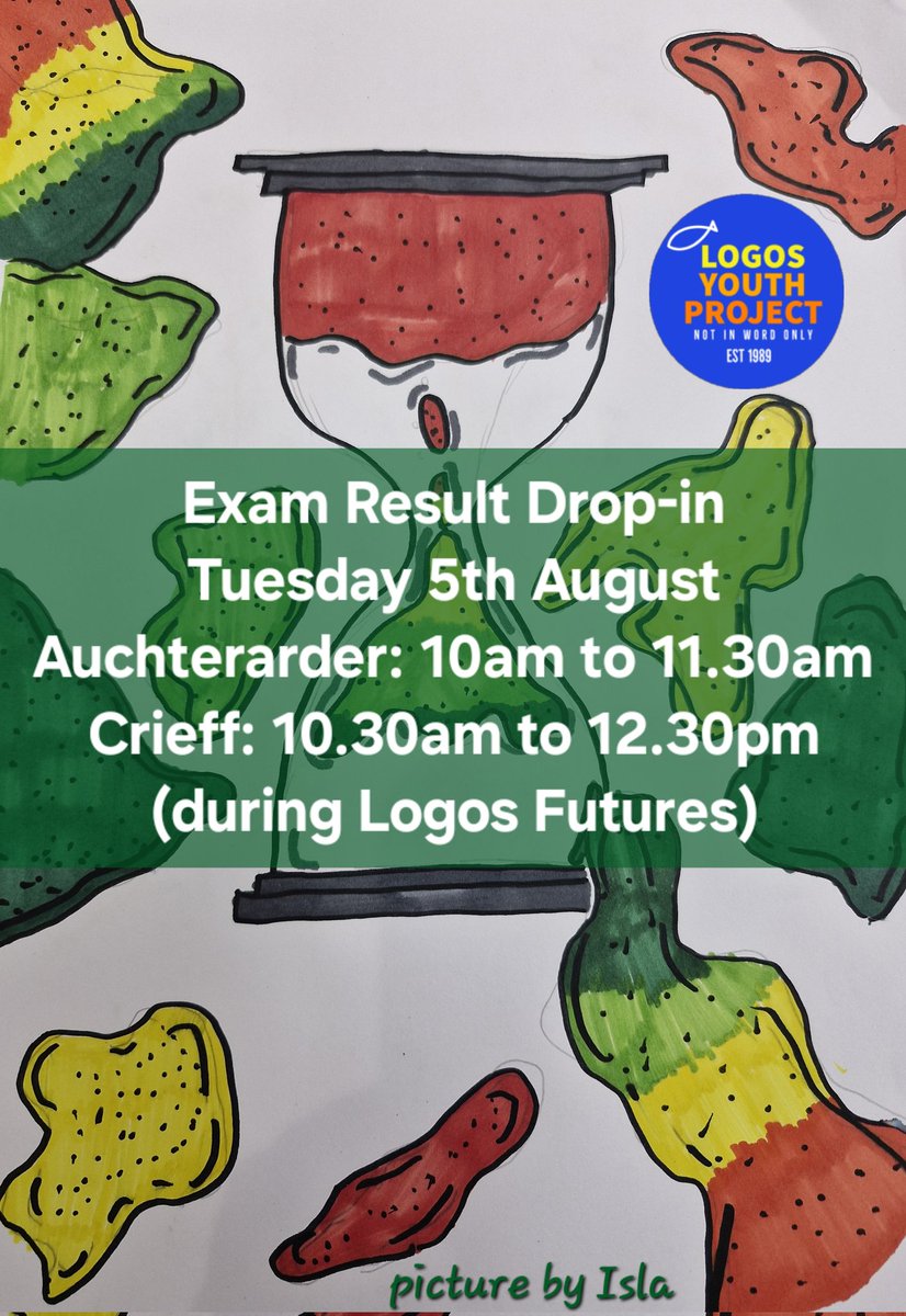 If you need to chat through your exam results tomorrow, Logos Auchterarder will be open from 10-11.30am and Crieff from 10.30am-12.30pm (as part of our Futures session). Remember, there is #NoWrongPath #YouGotThis <a href="/CrieffHigh/">Crieff High School</a> <a href="/TheCSoA/">The Community School of Auchterarder</a> <a href="/skillsdevscot/">Skills Development Scotland</a> <a href="/pkcyouthwork/">PKC Youth Work</a>