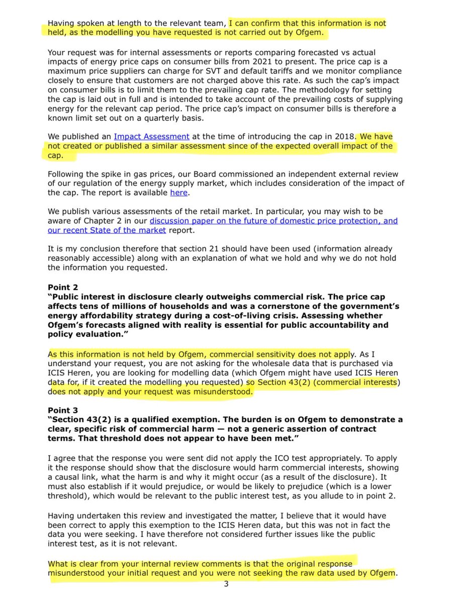 Ofgem admits it never evaluated whether the energy price cap worked in real life

After submitting an FOI and pushing for internal review, I can confirm:

Ofgem, the UK’s energy regulator, holds no internal modelling or reports comparing its price cap forecasts to actual