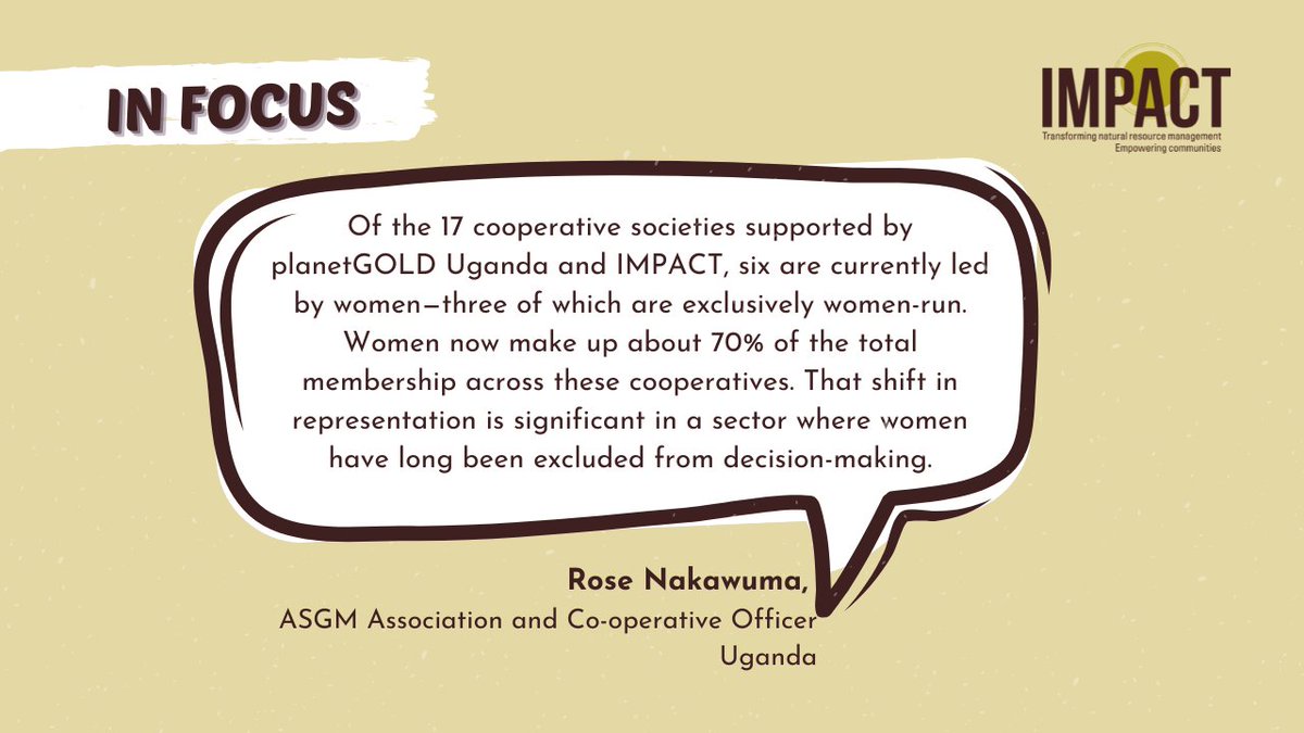 Women’s associations in Uganda’s artisanal mining sector are driving change—expanding ownership, raising incomes, and improving safety. Through cooperatives, they’re challenging norms,  and proving that when women organize, communities thrive. bit.ly/4jv00EW