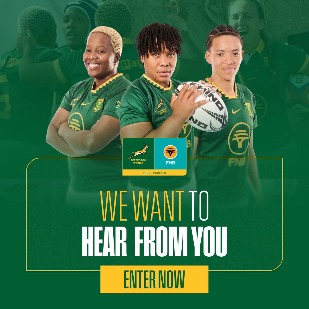 SA Women's Rugby (@womenboks) on Twitter photo We want to hear from you! ๐ฃ
Together with <a href="/FNBSA/">FNB South Africa</a>, we want to share your messages of support with the #BokWomen as they head off to the #RugbyWorldCup in England ๐๐
Follow the link below where you could also stand a chance to win some merchandise and the opportunity to meet We want to hear from you! ๐ฃ
Together with <a href="/FNBSA/">FNB South Africa</a>, we want to share your messages of support with the #BokWomen as they head off to the #RugbyWorldCup in England ๐๐
Follow the link below where you could also stand a chance to win some merchandise and the opportunity to meet