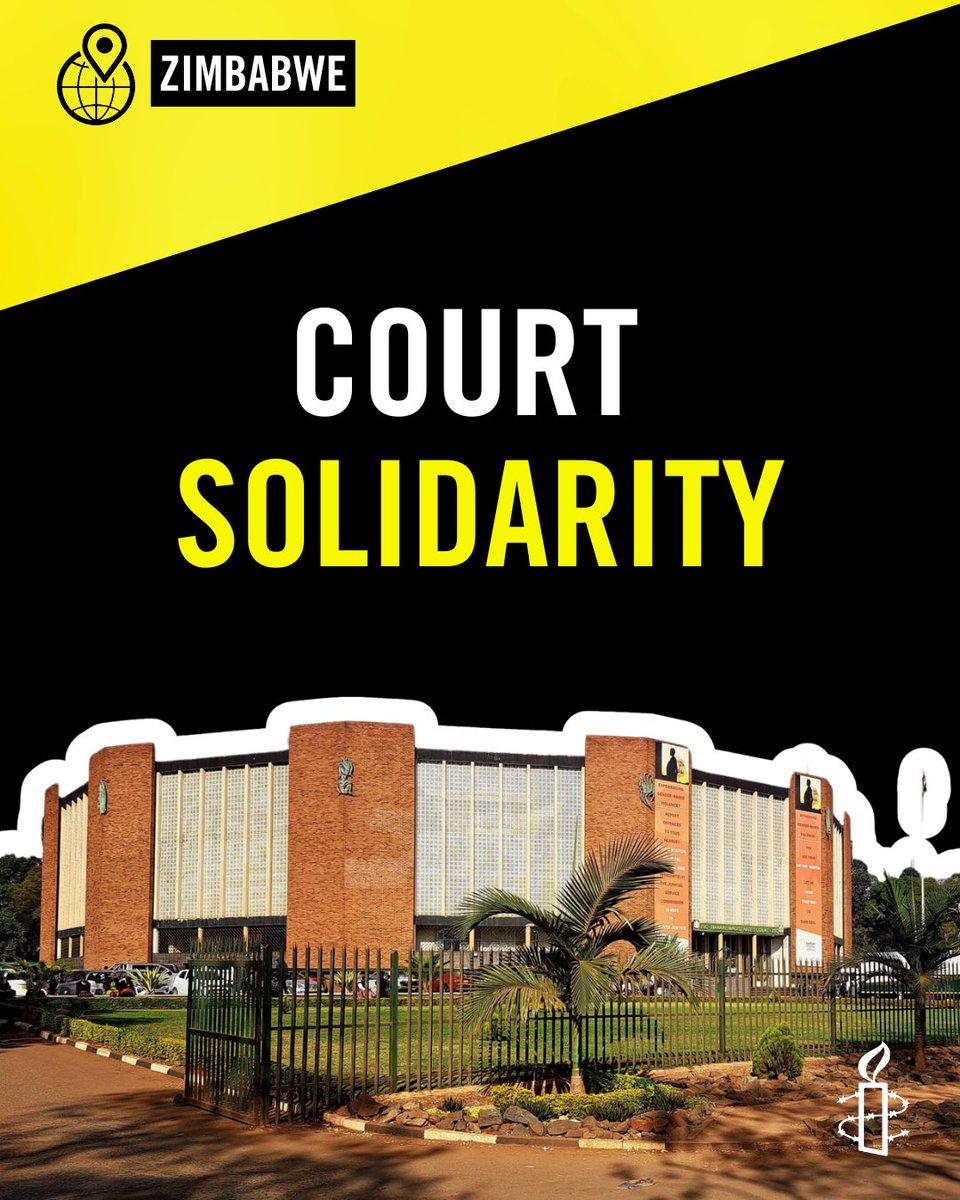#CourtUpdate⚖️

We stand in solidarity with Namatai Kwekweza, Robson Chere, Samuel Gwenzi, Emmanuel Sitima, Philis Pikitai, Delphine Gutsa, Simbarashe Blackson, Vusimuzi Moyo, and Last Chinodya , who are set to appear at the Harare Magistrates' Court at 2 PM for  ruling.