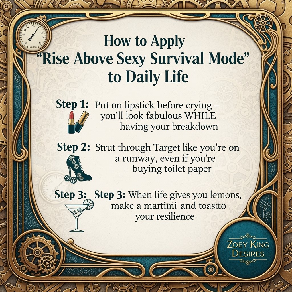 🔥"Honey, if you're gonna have a breakdown, at least look cute doing it! 💋✨"

"Real talk:🥰
 Rising above doesn't mean you 
don't fall apart sometimes - it 
means you do it with STYLE! 🔥

💯🌟Here's your survival guide 
for those 'sexy survival mode' 
moments when life is
