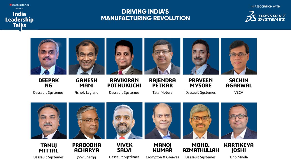 The Economic Times, in collaboration with <a href="/Dassault3DS/">Dassault Systèmes</a>, launches ‘India Leadership Talks’ — a 12-part video series featuring conversations with top leaders, engineers, &amp; policymakers shaping future of Indian mfg.

🔗shorturl.at/a6WO5

#IndiaLeadershipTalks #ETManufacturing