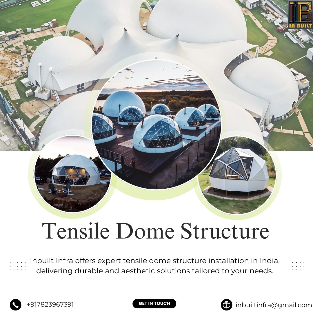 InbuiltInfra's tweet image. Inbuilt Infra we design and construct Tensile Dome Structures that combine lightweight form, structural strength, and visual impact. 
Website:inbuiltinfra.com
Contact: +917823967391
 #TensileDomeStructure #MembraneRoofing #SmartConstruction #PEBPlusCivil #DomeArchitecture