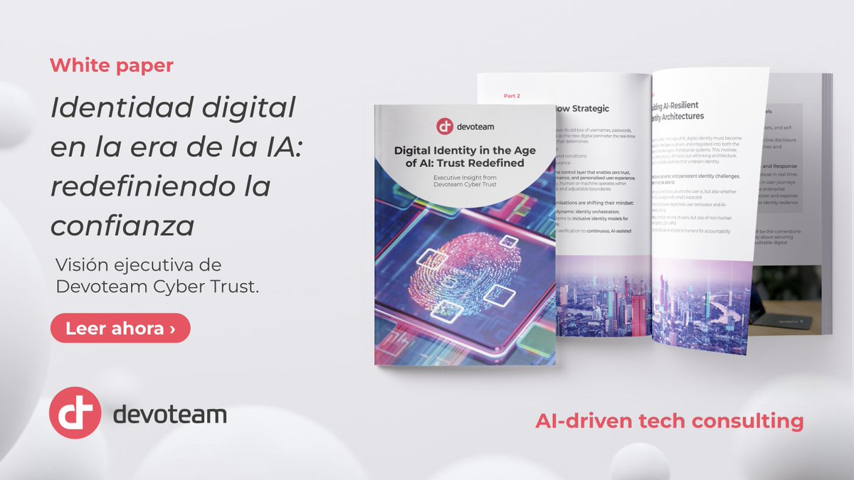 🧠La IA está transformando la identidad digital.
Deepfakes, agentes LLM… la confianza está en juego.
Descubre cómo deben adaptarse los sistemas de identidad para seguir siendo seguros y cumplir con la normativa.
📄Whitepaper (solo en EN):devo.team/mWQMG
#IdentidadDigital