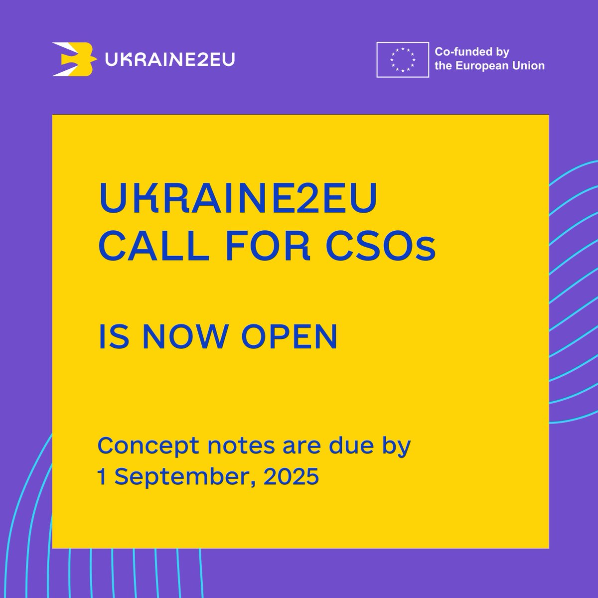 📢 The Call for Proposals “CSOs advancing Ukraine’s EU accession” is now open!

💶 Up to €200K per project
🗓️ Deadline for concept notes submission: 1 Sep 2025
📍 Project duration: up to 18 months

Details ➡️ cpva.lt/en/calls-for-p…