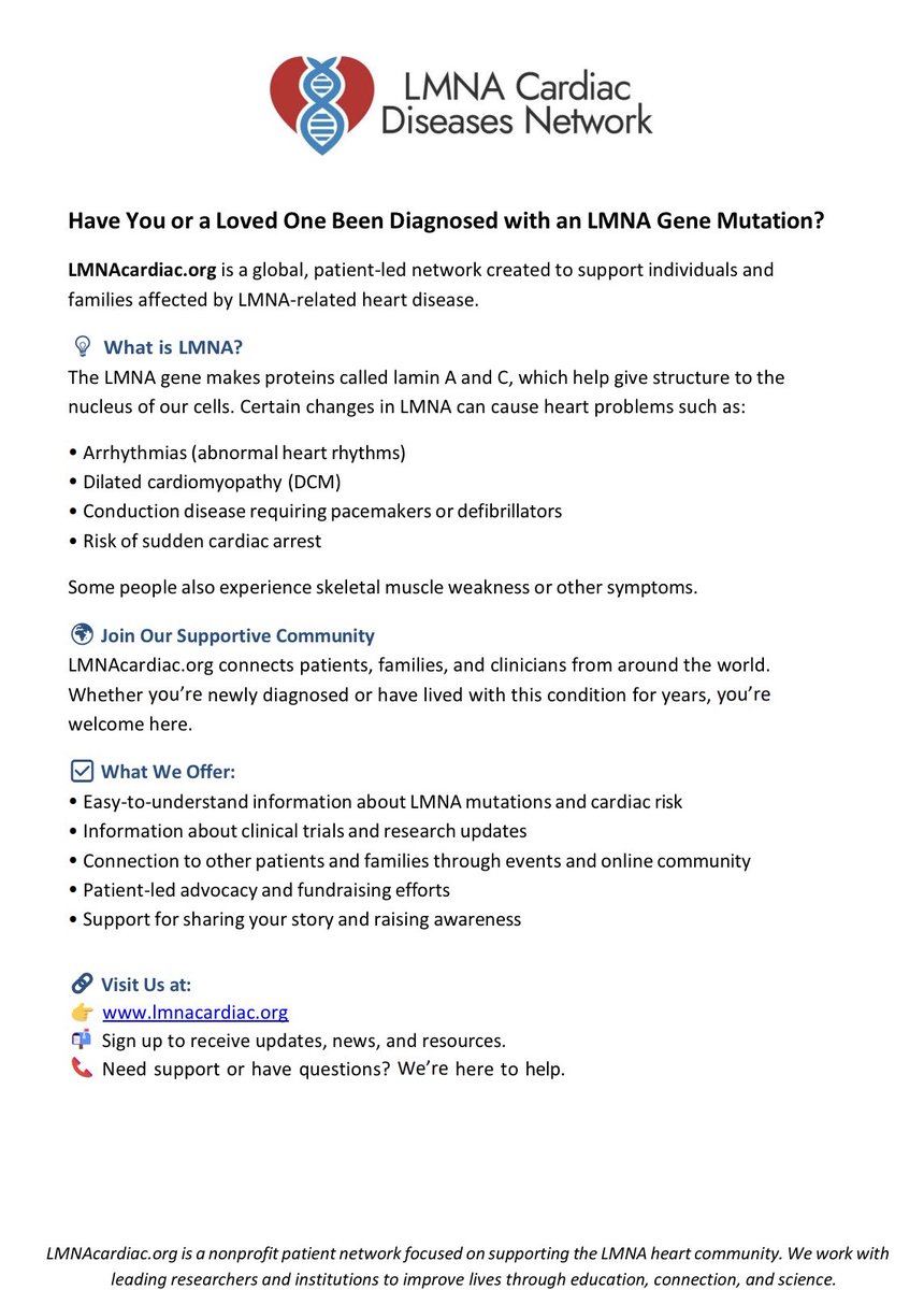 LMNA cardiac (@lmnacardiac) on Twitter photo ๐๐๐ฅ๐ฉ ๐ฌ๐ฉ๐ซ๐๐๐ ๐ญ๐ก๐ ๐ฐ๐จ๐ซ๐ ๐๐๐จ๐ฎ๐ญ ๐๐๐๐ ๐ก๐๐๐ซ๐ญ ๐๐ข๐ฌ๐๐๐ฌ๐
๐ Download the flyer
๐จ๏ธ Print & hang it during your next hospital visit or ๐ง email it to your medical team.
๐ Ask your doctor or clinic if you can post it in their office or waitingroom. ๐๐๐ฅ๐ฉ ๐ฌ๐ฉ๐ซ๐๐๐ ๐ญ๐ก๐ ๐ฐ๐จ๐ซ๐ ๐๐๐จ๐ฎ๐ญ ๐๐๐๐ ๐ก๐๐๐ซ๐ญ ๐๐ข๐ฌ๐๐๐ฌ๐
๐ Download the flyer
๐จ๏ธ Print & hang it during your next hospital visit or ๐ง email it to your medical team.
๐ Ask your doctor or clinic if you can post it in their office or waitingroom.