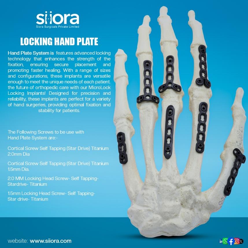 siorasurgicals's tweet image. Siora Surgicals Pvt. Ltd. offers high-quality Locking Hand Plates designed to provide stable fixation for various hand fractures.
siiora.com/microlock-lock…
#LockingHandPlates #LockingPlateSystem #OrthopedicImplants #HandFractureFixation #SioraSurgicals