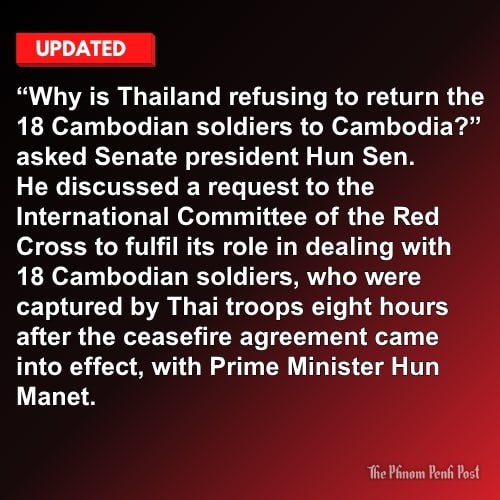 phnompenhpost's tweet image. Hun Sen questions continued imprisonment of soldiers