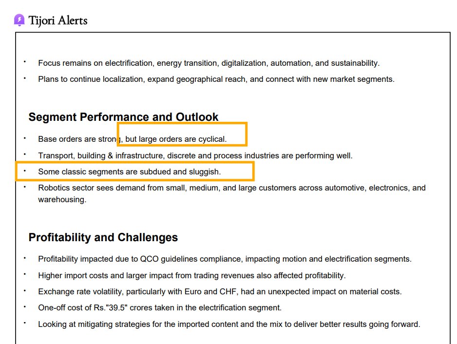 ABB India - concall just got done, stock down ~6% due to these points on demand and orders