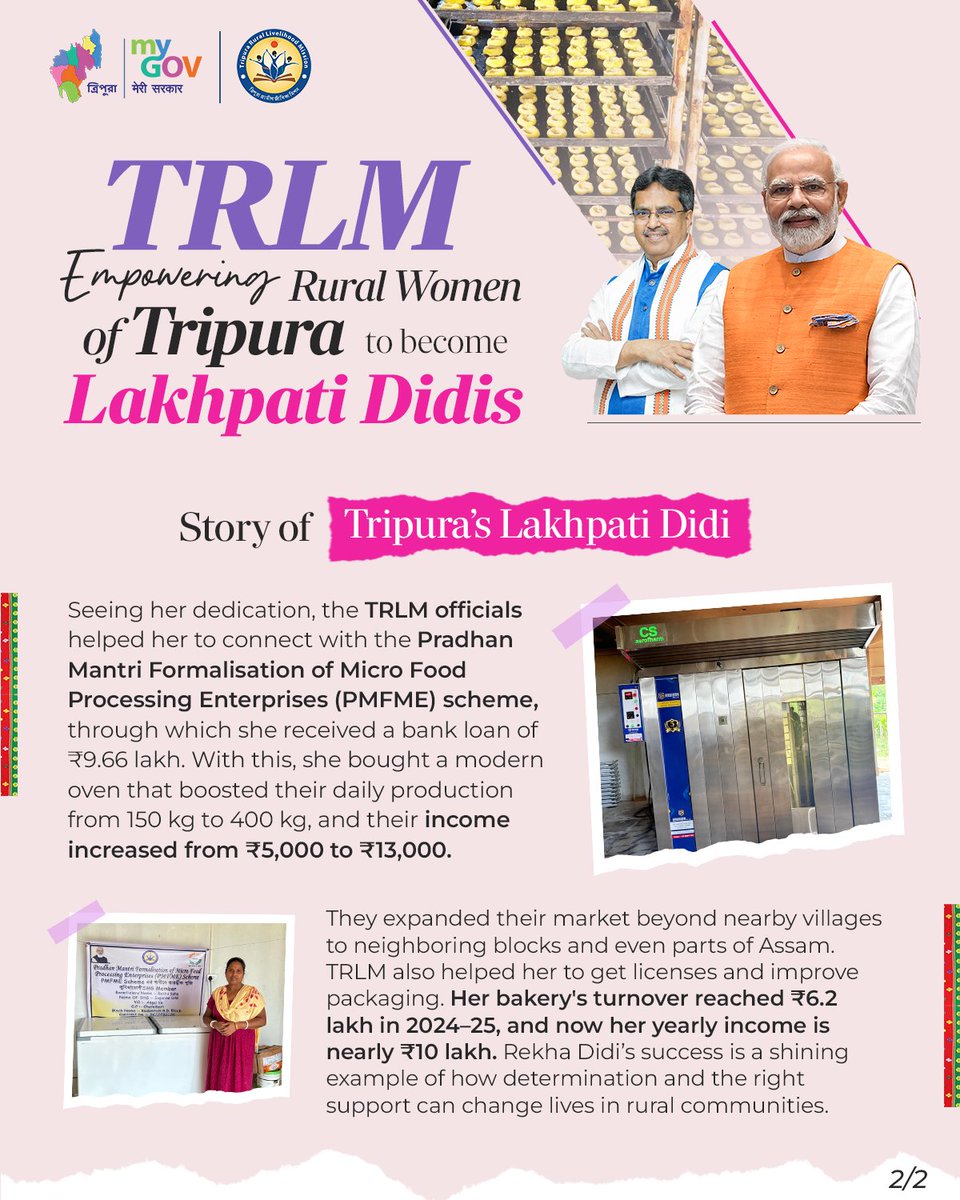 Tripura Rural Livelihood Mission is Empowering Rural Women with Sustainable Livelihoods for Quality Life.

Here's the story⬇️