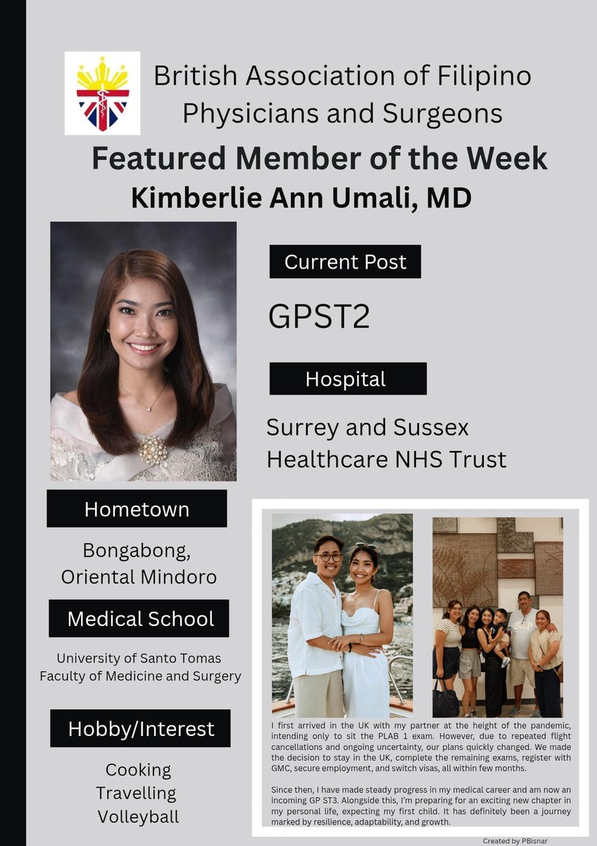 BAFPS_doctors's tweet photo. Featured Member of the Week #BAFPS #FilipinoDoctors #FilipinoNurses #UST #USTMed @tinig_uk https://t.co/kawV040gWl