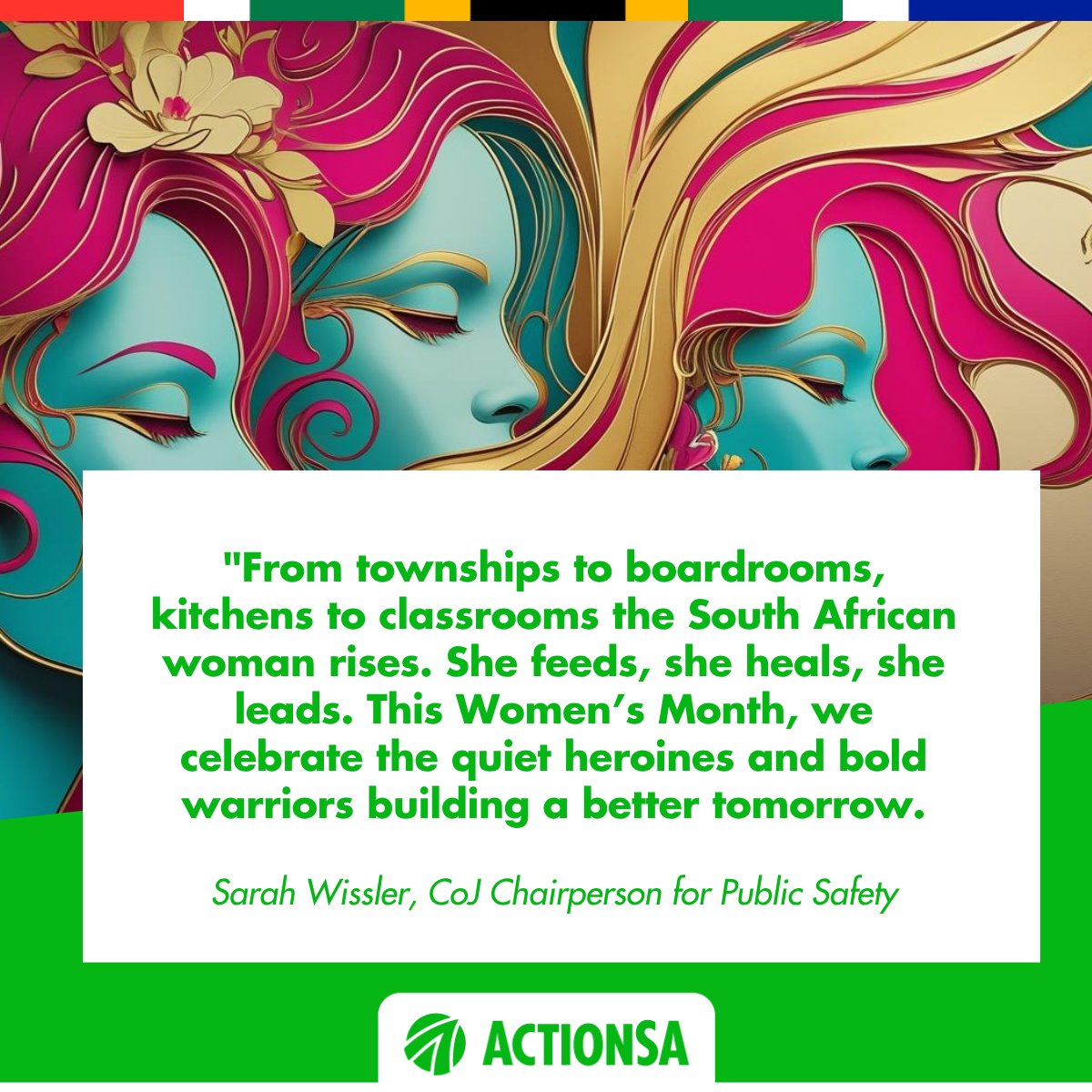 "This Women’s Month, we honour the women who feed, heal, and lead – the quiet heroines and bold warriors shaping our future." Sarah Wissler, CoJ Chairperson of Public Safety
#WomensMonth #SheLeads #ActionSAWomen