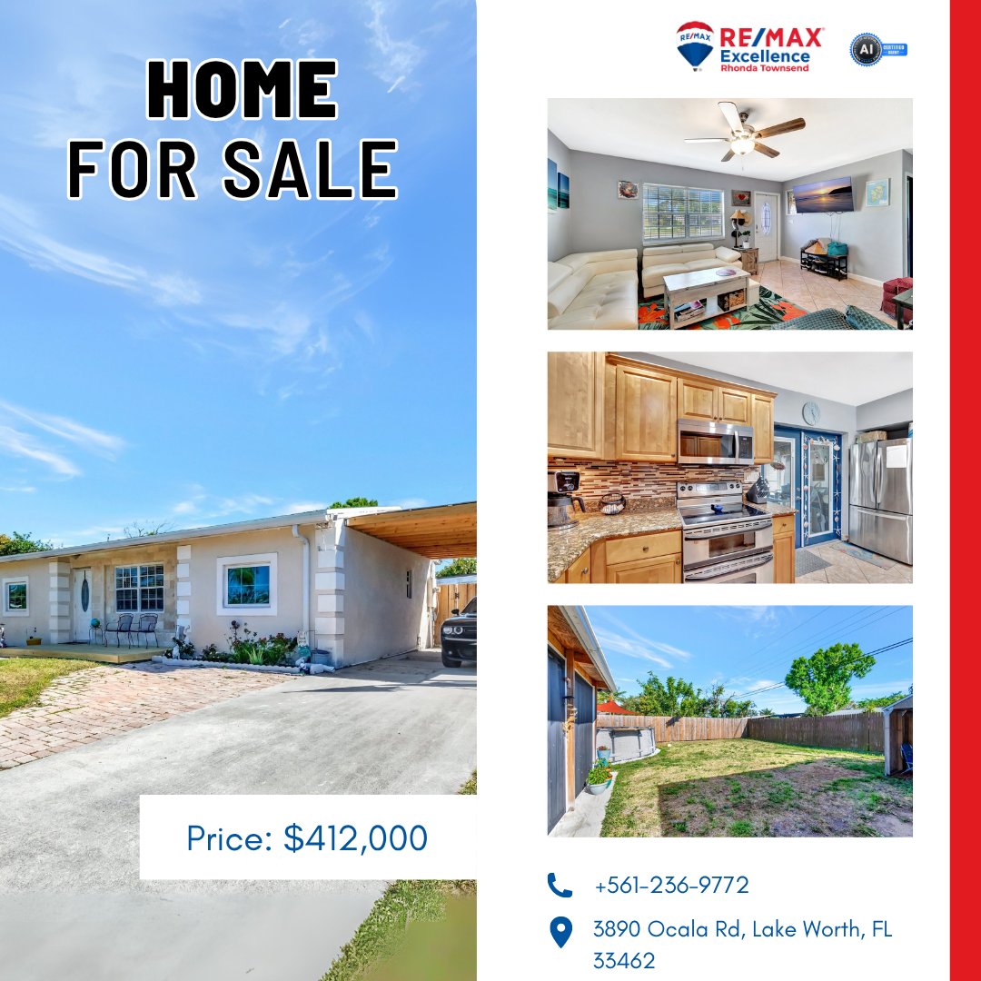 Rhonda Townsend (@rtownsend99) on Twitter photo 3BR, 2BA home at 3890 Ocala Rd, Lake Worth is MOVE-IN READY—no HOA means freedom to make it yours. 🛠️🌿
Garden, pool, RV? Your yard, your call.
💰 $412K
📞 561-236-9772
✉️ rtownsend@remax.net
Rhonda Townsend | RE/MAX Excellence
#FirstHome #LakeWorthRealEstate #NoHOA #PalmBeach 3BR, 2BA home at 3890 Ocala Rd, Lake Worth is MOVE-IN READY—no HOA means freedom to make it yours. 🛠️🌿
Garden, pool, RV? Your yard, your call.
💰 $412K
📞 561-236-9772
✉️ rtownsend@remax.net
Rhonda Townsend | RE/MAX Excellence
#FirstHome #LakeWorthRealEstate #NoHOA #PalmBeach