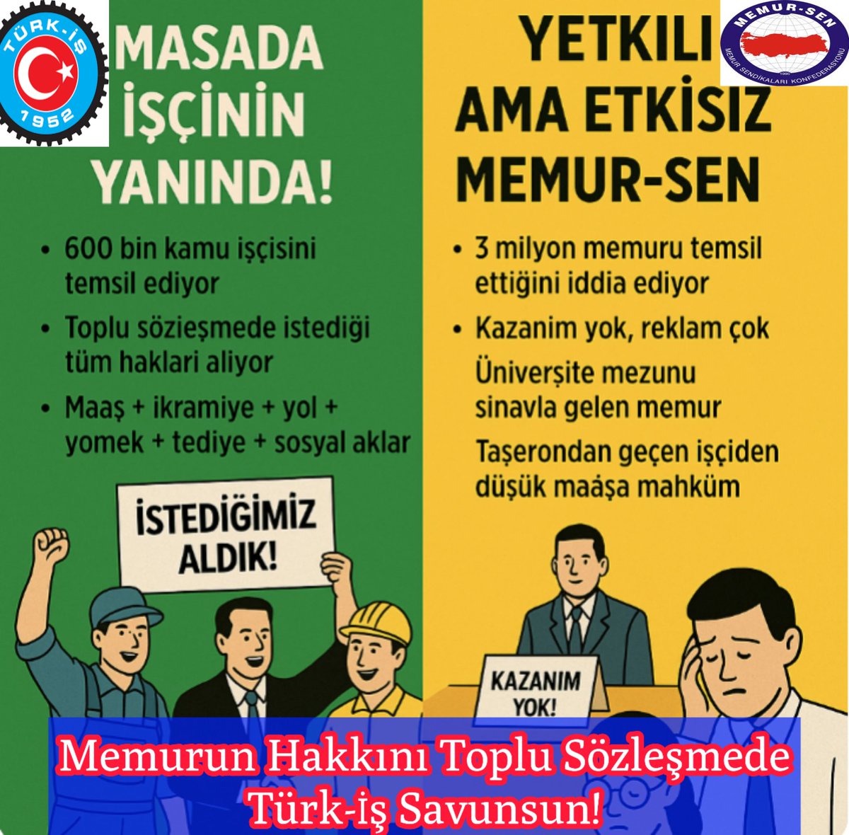 📊 TÜİK’e göre yoksulluk sınırı: 85.000 TL
📉 Memur maaşı: 50.000 TL
📈 Taşerondan geçen Temizlik Güvenlik Kamu işçisi maaşı (giydirilmiş): 70.000 TL
Bu maaş uçurumu, emeğin kutsallığını hiçe saymaktır!
#İşçiyeKepçeyleMemuraKaşıkla
