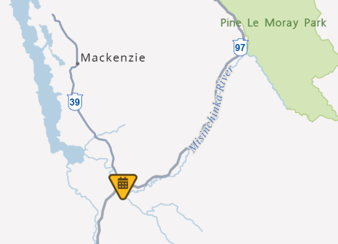 DriveBC's tweet photo. 👷♂️👷♀️#BCHwy97 - watch for construction crews in both directions at the Parsnip River Bridge starting on Tuesday at 7:00am.
Traffic control and single lane alternating traffic will be in effect.
#MackenzieBC
ℹ️https://t.co/hcorpKj1y9 https://t.co/aqF8aHXIyH