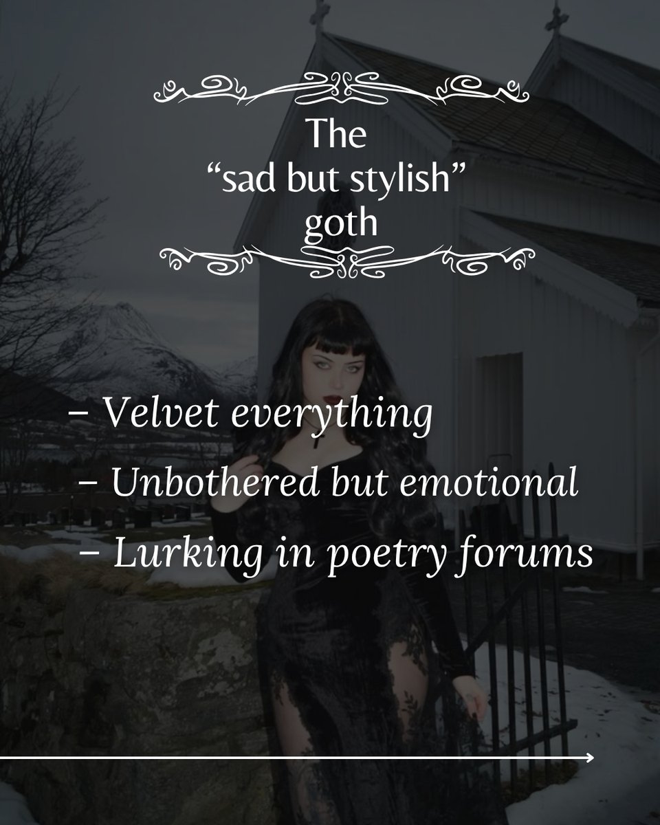 punkraveau's tweet photo. Whatβs your goth era today? π€
Swipe through and pick the mood that matches you best β‘οΈ
Tag a friend who needs to see this! π¦
#goth #gothgirl #gothic #gothmeme #memes https://t.co/z5a5cYhuNc