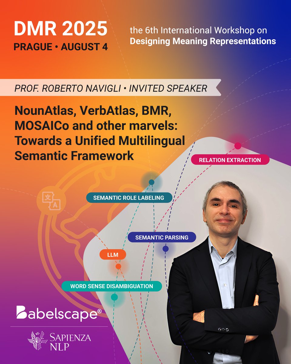 Babelscape (@babelscape) on Twitter photo Today <a href="/RNavigli/">Roberto Navigli</a> will overview years of work on language-independent lexical and sentence-level #semantics at the 6th Workshop on Designing Meaning Representations (DMR). #LLMs Today <a href="/RNavigli/">Roberto Navigli</a> will overview years of work on language-independent lexical and sentence-level #semantics at the 6th Workshop on Designing Meaning Representations (DMR). #LLMs