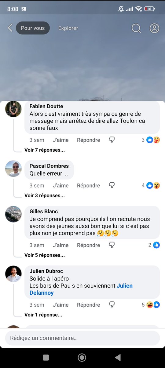 J'étais moi-même surpris que Le Bail puisse rebondir dans un si gros club que Toulon, mais déjà que je lui souhaitais de la réussite, j'espère qu'il va fermer quelques gueules, parce que la majorité des coms sous sa vidéo pour le RCT sont odieux.