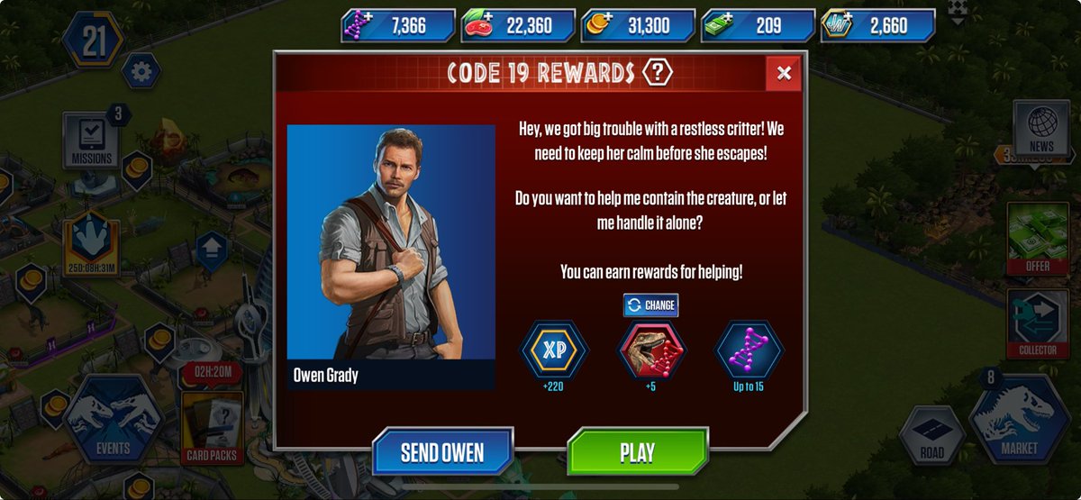 Kolasaurus's tweet photo. Playing Jw the Game, I like how there’s an option to “send Owen” like he’s some kind of god or being https://t.co/Yw4CZ5jg4q