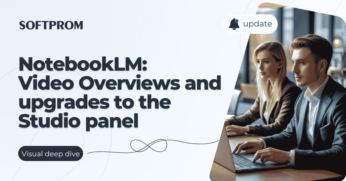 SoftpromEurope's tweet photo. Google introduced impressive updates for NotebookLM 🚀
This represents a significant breakthrough for anyone working with large amounts of information. https://t.co/dp3bJTjohF 
#Softprom #GoogleWorkspace #NotebookLM #VideoOverviews https://t.co/Qf0RUUYaKX