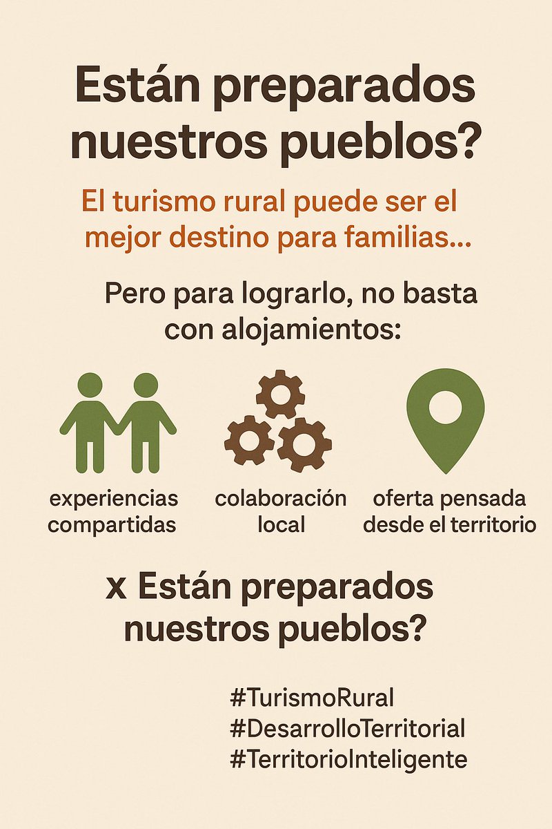 El turismo rural puede ser el mejor destino para familias.
Pero para lograrlo, no basta con alojamientos:
Necesitamos experiencias compartidas, colaboración local y una oferta pensada desde el territorio.
El futuro es rural… pero no se construye en solitario.
Estamos preparados?