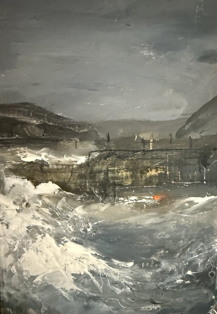 'Memory of the storm at Porthgain' by Welsh painter Sarah Evans #womensArtb