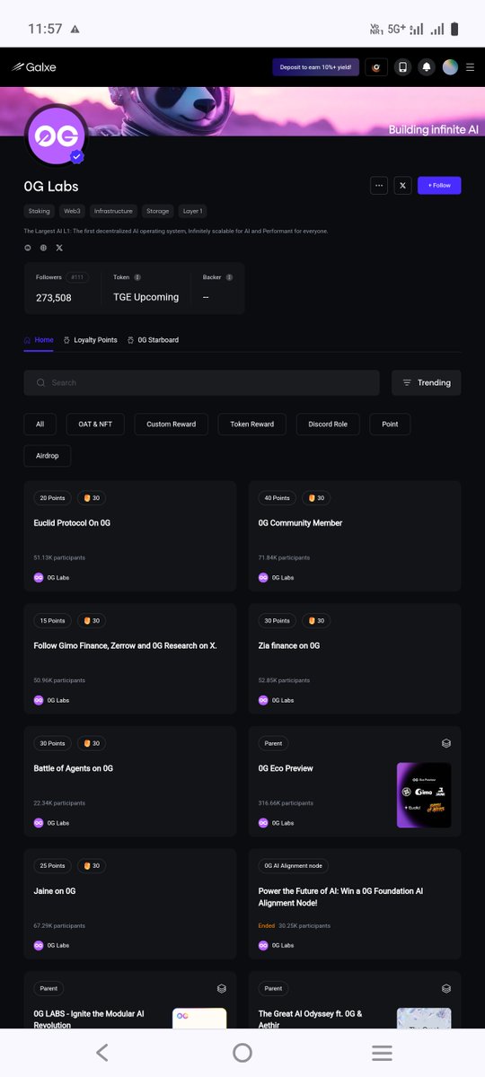 Rabiya (@mohieb330) on Twitter photo 0G Labs runs testnet campaigns like Puzzle Mania and Galileo v3 on platforms like Galxe, where users can complete tasks (e.g. minting NFTs, social media engagement) to earn points and potentially qualify for airdrops. 0G Labs, raised $325 million Don't missed
<a href="/0G_labs/">0G Labs (Ø,G) - AI L1</a> #0G_labs 0G Labs runs testnet campaigns like Puzzle Mania and Galileo v3 on platforms like Galxe, where users can complete tasks (e.g. minting NFTs, social media engagement) to earn points and potentially qualify for airdrops. 0G Labs, raised $325 million Don't missed
<a href="/0G_labs/">0G Labs (Ø,G) - AI L1</a> #0G_labs
