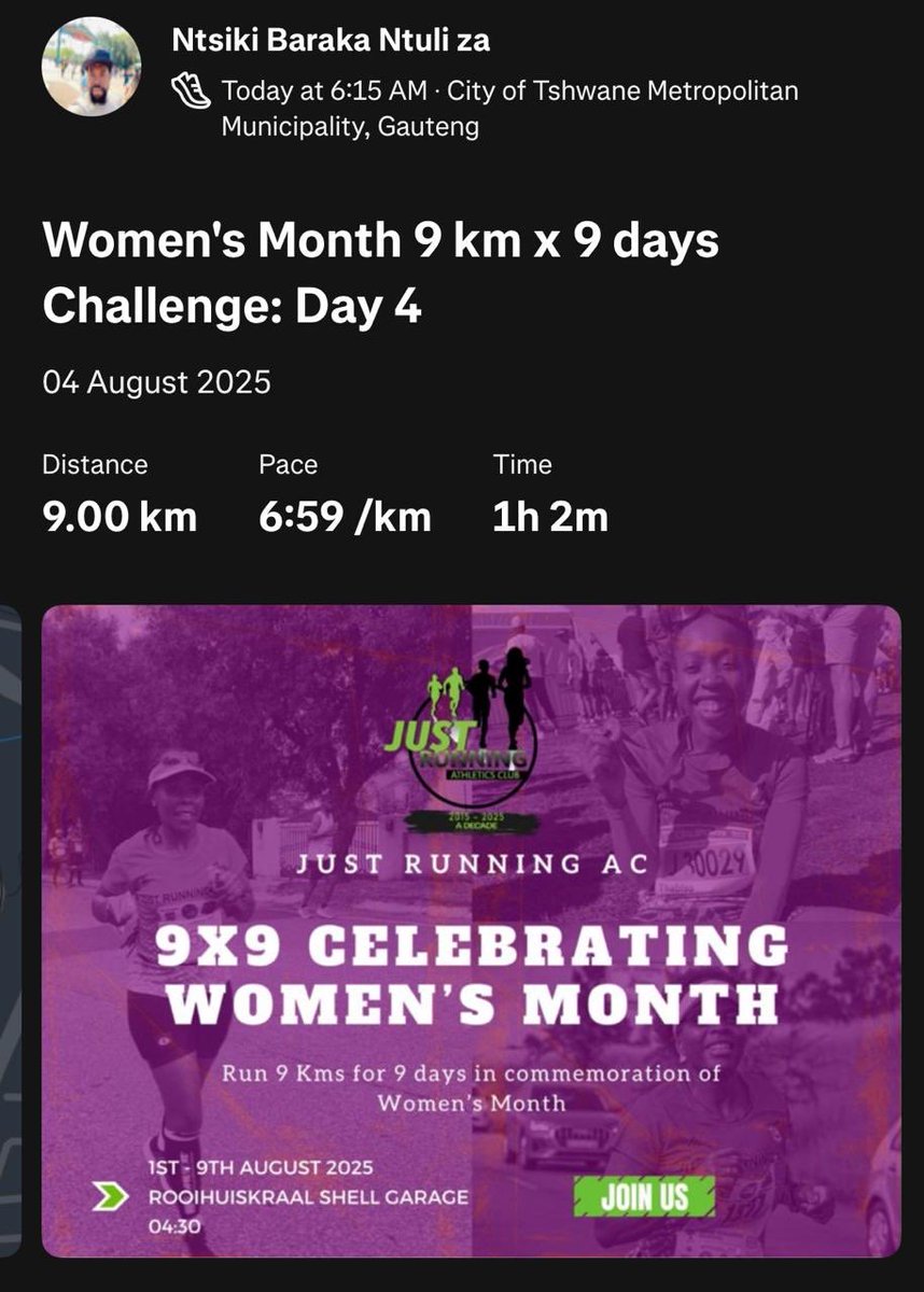 _NtsikiBaraka_'s tweet photo. Never skip Mondayโs ๐๐พโโ๏ธโ
#ComradesMarathon2026
#aQuelleViV #GaytonMcK #IChoose2BActive #057Welkom #DiscoveryVitality #LiveLifewithVitality #FetchYourBody2025 #Runningwithtum1 https://t.co/cMl6EMWd58