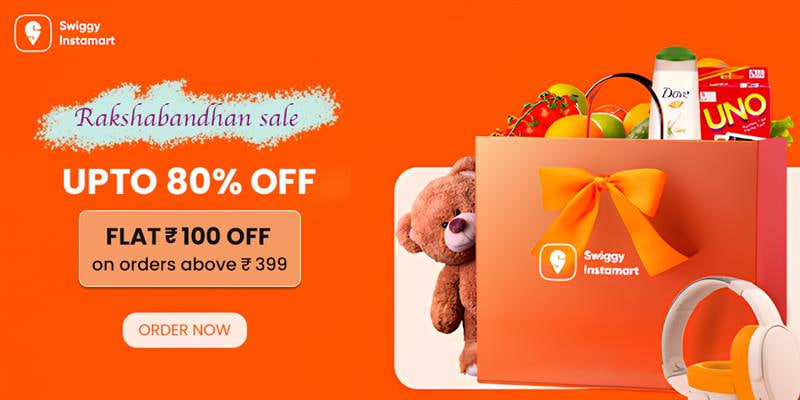 GrabOnIn's tweet photo. 🛍️ Swiggy Instamart Rakshabandhan Sale: Up to 80% OFF on orders ₹399+ 🎉
Celebrate the bond with big savings! 🪔
🛒 Order now 👉 https://t.co/5mAvTaLpQU
#SwiggyInstamart #RakshabandhanSale #FestiveDeals #GrabOn #DealAlert #InstantSavings #SmartShopping #CelebrateWithSavings https://t.co/GzvMOteLO8